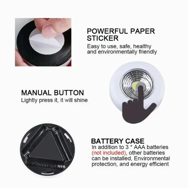 Lampara Cob Led Pilas Redonda 3W - Imagen 5