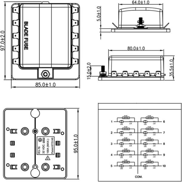 Portafusible Caja Led 10 Unidades - Imagen 2