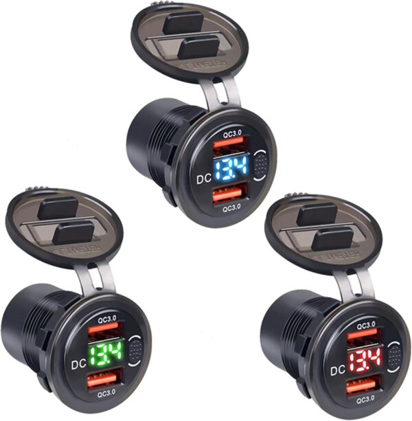 Toma Usb Doble 3.0 C/Tapa + Voltimetro - Imagen 4