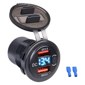 Toma Usb Doble 3.0 C/Tapa + Voltimetro