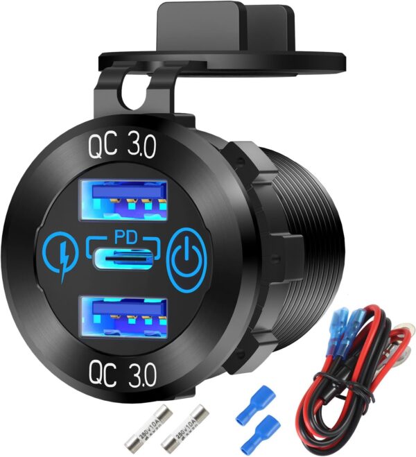 Toma Usb Triple 3.0 C/Tapa +Interruptor