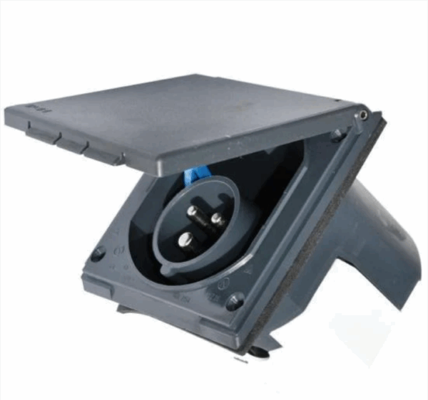 Toma Exterior 220V Cuadrada Cee Gris