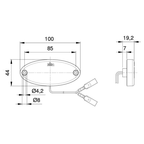 Piloto Lateral Led Oval Ambar 100X44X12
