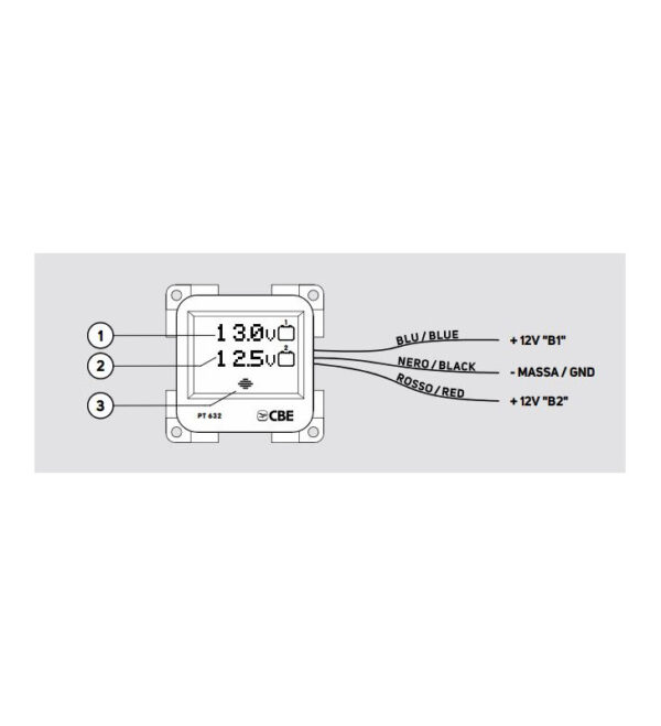 Indicador Batería Dual Digital Gris Oscuro PT632 - Imagen 4