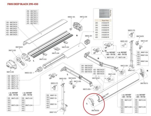 Tapa Frontal Izquierda F80S D.B. 290-450 - Imagen 2