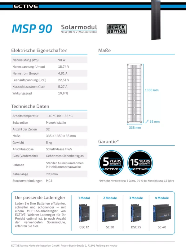 Placa Solar Ultra Slim 90W Ective - Imagen 6