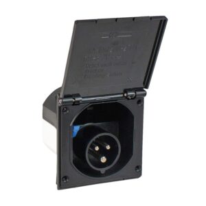 Toma Exterior 220V Cuadrada Cee Negro