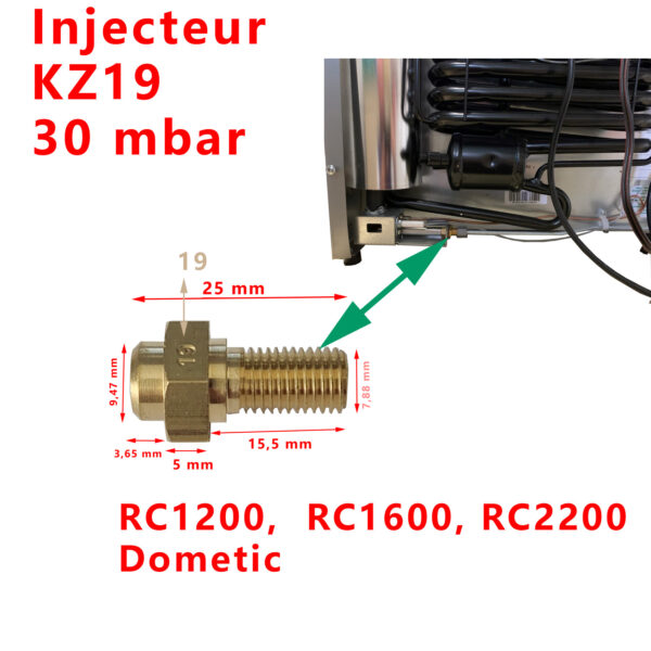 Inyector Gas Kz19 A3/B21/Cr80/Gm/Rc/Rm/Tc - Imagen 2