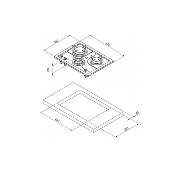 Cocina Can 3/F. 470/360/80 Pc1323S - Imagen 2