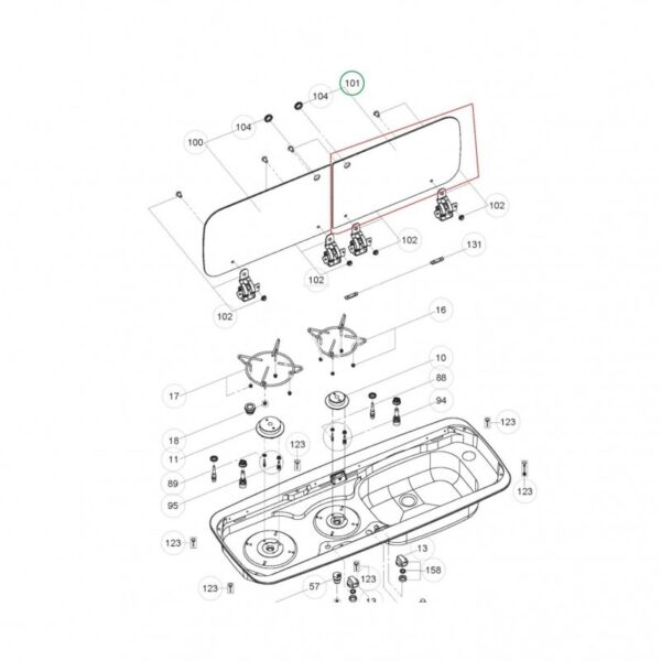 Tapa Cristal Cocina/Seno Derecha Mo9222R - Imagen 2